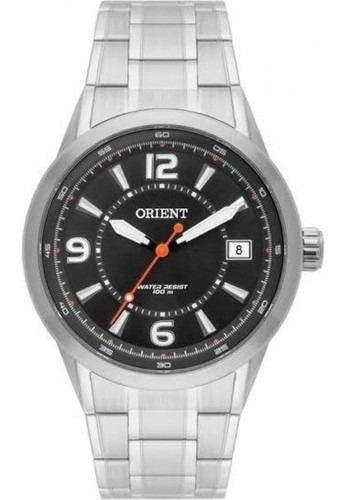 Relógio Prata Com Fundo Preto Orient Masculino Mbss1269