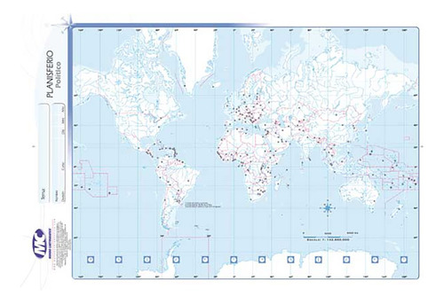 Mapa Escolar N°5 X20 Unid Planisferio Político - 24x35cm