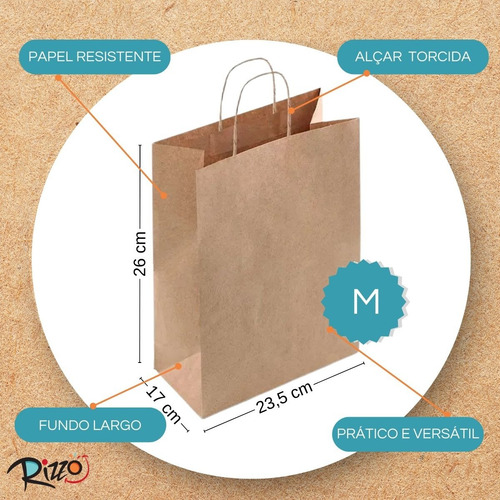 Kit 50 Sacola De Papel 26x23,5x17 Premium Reforçada Com Alça
