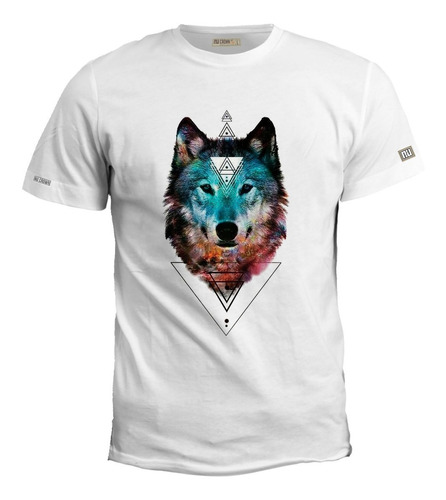 Camiseta Estampada Lobo Triángulo Arte Hombre Inp Irk