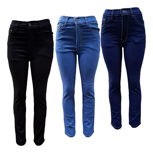 3 Jeans Dama Corte Recto / Vaquero Strech Ajustable