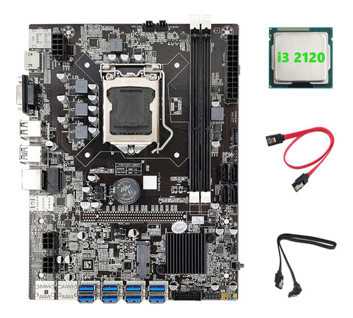 Placa Base B75 Eth Mining, Cpu I3 2120 Y 2 Cables Sata Lga11