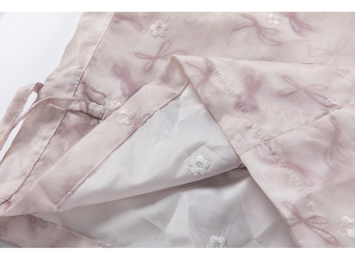 Pantalones Retro Con Bordado De Flores Pequeñas Con Lazo Est