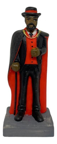 Escultura Exu Cartola Capa Preta E Vermelha 10,50 Cm Resina
