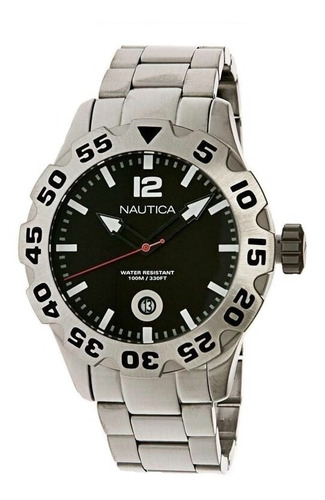 Reloj Náutica 17549g Bdf 100 Acerado Tablero Negro Deportivo
