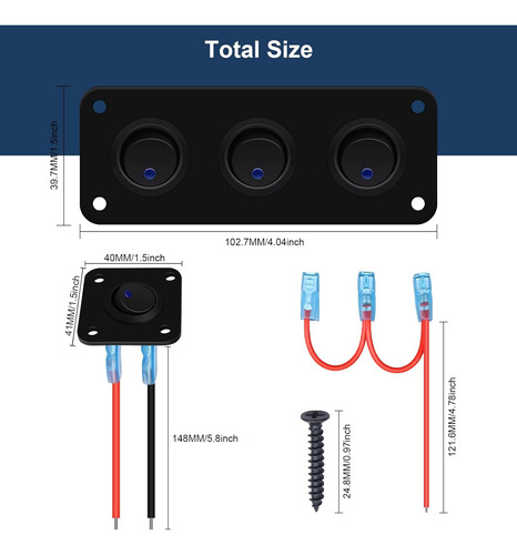 Panel De Interruptores Basculantes De 3 Bandas, Dc 12v ...