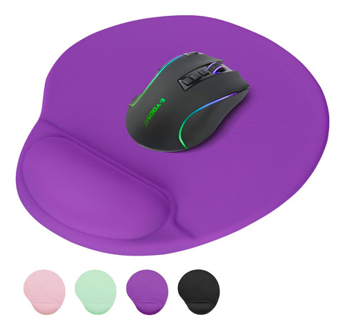 TERPORT Mouse Pad Ergonomico Con Soporte Muñeca / Color Violeta, Mauspad Antideslizante Y Lavable, Mousepad Gamer Portátil Para Gaming Trabajo Uso Diario