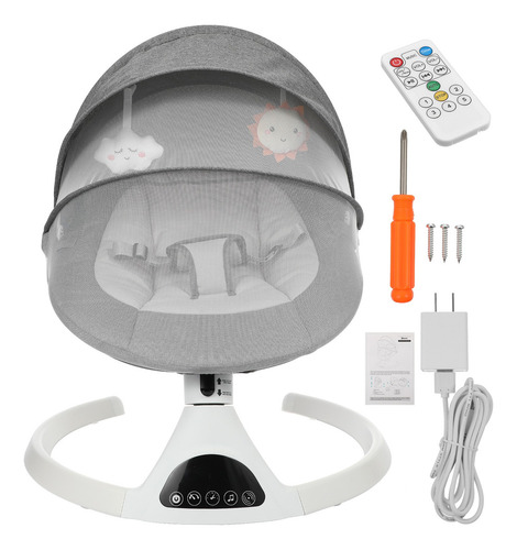 Silla Mecedora Electrica Para Bebé Con Música Gris