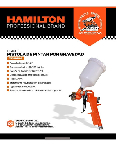 Pistola Pintar Soplete Por Gravedad Hvlp Hamilton Hobbista