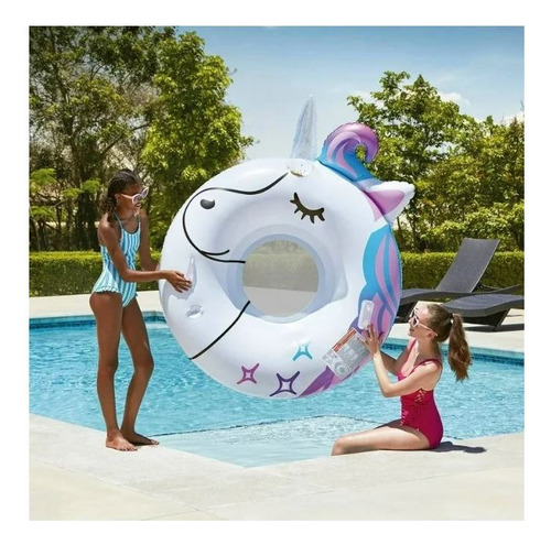 Unicornio Flotador Inflable Members Mark Gigante Blanco