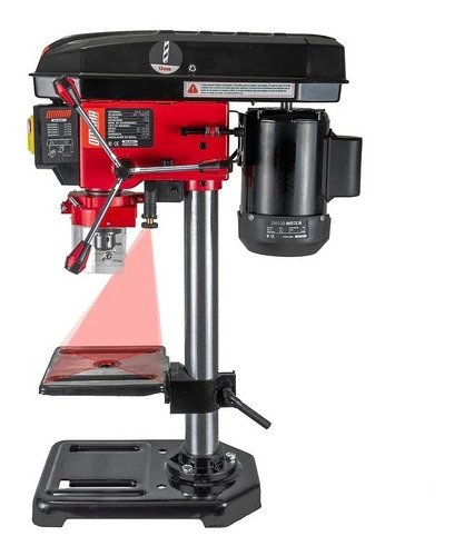 Imagen 4 de 10 de Taladro Agujereadora De Banco 13mm 350w Guia Laser 5 Velocid