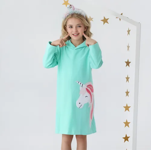 Vestido Algodón Manga Larga Capucha Niñas