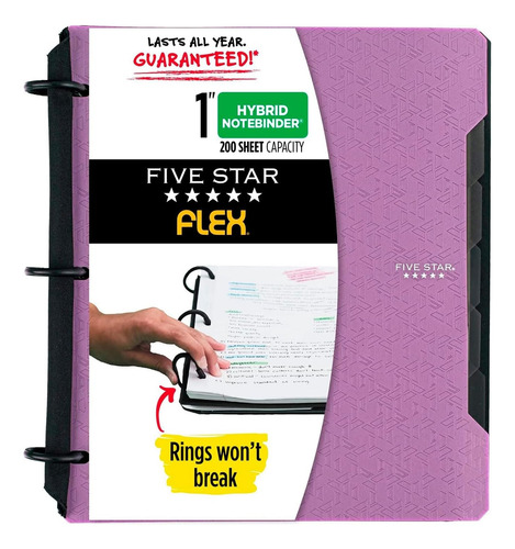 Five Star ® Flex Carpeta Cuaderno Con 60 Hojas Y 5 Separador