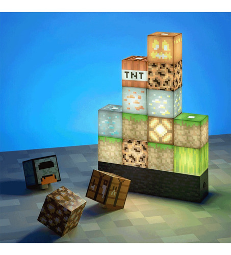Luz Minecraft Minecraft Bloques Color Gris 5v 25cm X 16cm X 4cm De Diámetro