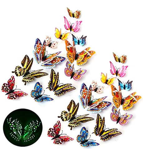 Pegatinas De Pared De Mariposa 3d Decoración 24 Piezas Calco