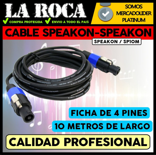 Imagen 3 de 10 de Cable Speakon 10mts 4 Pines Importado Profesional - La Roca
