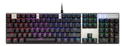 Teclado gamer Motospeed Inflictor CK104 QWERTY Outemu Red inglés US color plata con luz RGB