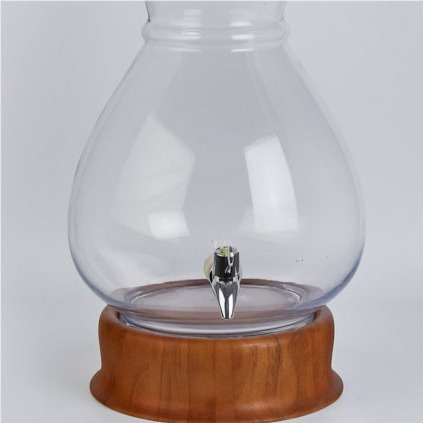 Dispenser Juguera Vidrio Bebidas 8,5 Litros Base Madera Transparente