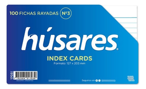 100 Fichas Rayadas Nº3 Husares 12.7 X 20.3cm