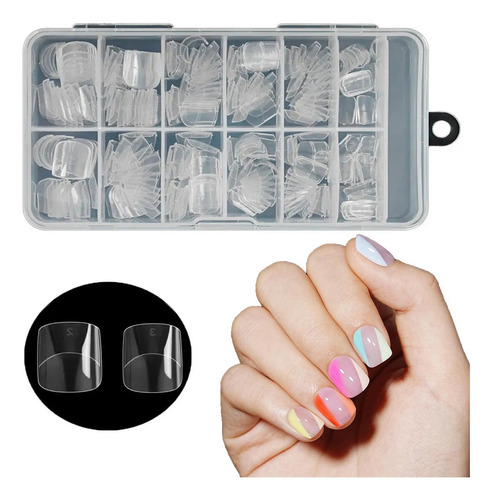 240 Tips Uñas Cortas Transparentes Cuadradas Abs Color Clear Short Square