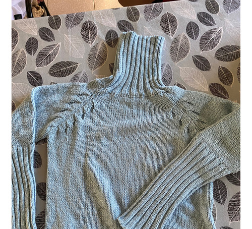 Sweater Poleron Celeste Mujer | Cuello Alto | Lana
