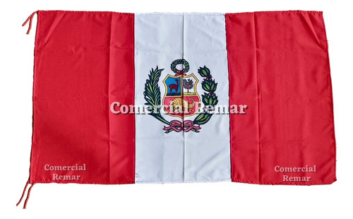 Bandera De Perú 135x85cm Calidad A1 Tela Lanilla Con Escudo