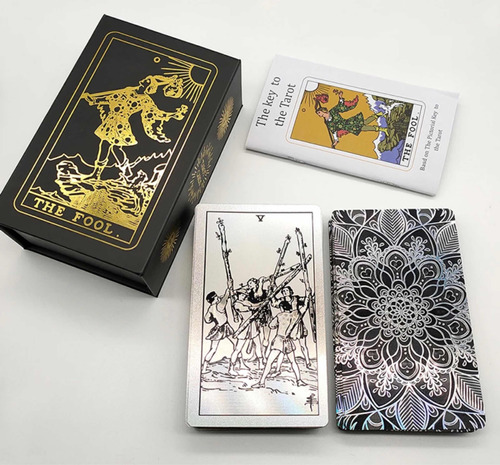 Gold Foil Tarot Silver Holographic Rider Waite Plástica Caja