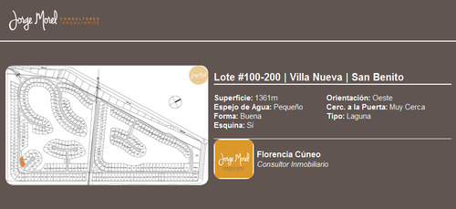 Lote Laguna #100-200 - Villa Nueva - San Benito - 1361m2 #id 6848