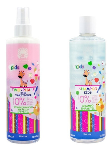 Kit Shampoo Acondicionador Kids Niños Valquer Sin Sulfatos