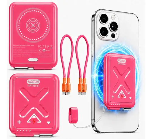 Power Bank Magnetico 5000mah 2 Cables Para iPhone Tipo C 20w