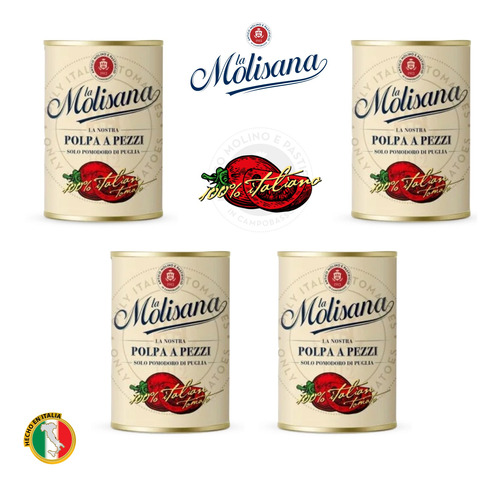 La Molisana Tomate Italiano Pomodoro Cubettata 400g Pack X 4