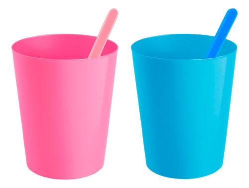 Kit 100 Copinho E Colher Brigadeiro 25ml Azul E Rosa Cor Azul E Rosa Bebê