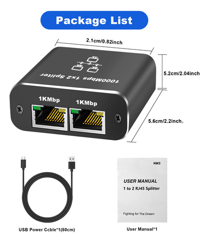 Divisor De Red Gigabit Rj45 Puerto De Red 1 En 2 Cable