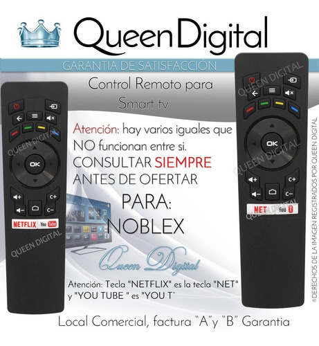 Imagen 3 de 10 de Control Remoto Para Smart Tv Noblex Dj43x5000 Dj32x5100 Dj50