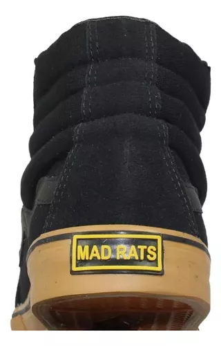 Tênis Mad Rats Cano Alto Hi Top Preto Crepe