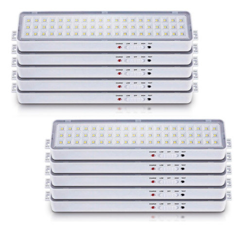 Luz De Emergencia 60 Leds Fría Recargable Batería X 10 Unid