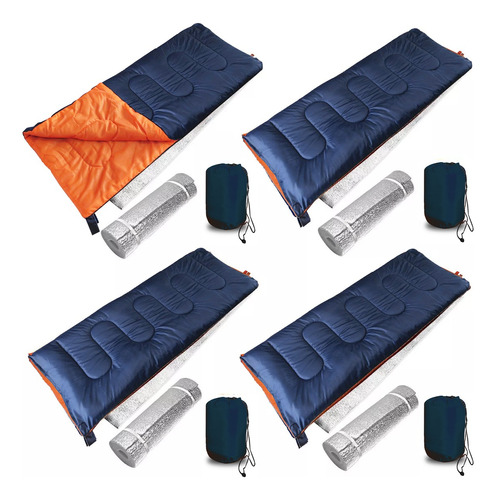 Combo Camping Hogar 4 Bolsas De Dormir 4 Aislantes Pijamada