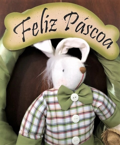 Imagem 2 de 7 de Guirlanda De Porta Coelho - Pascoa - 55cm