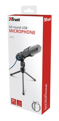 Microfono Trust Mico Con Tripode Plug 3,5mm Usb Color Negro