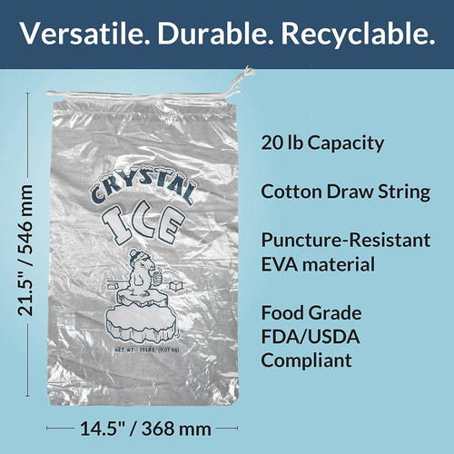 Pinnacle Mercantile, 20 Libras Bolsas De Hielo Con Cordón (2