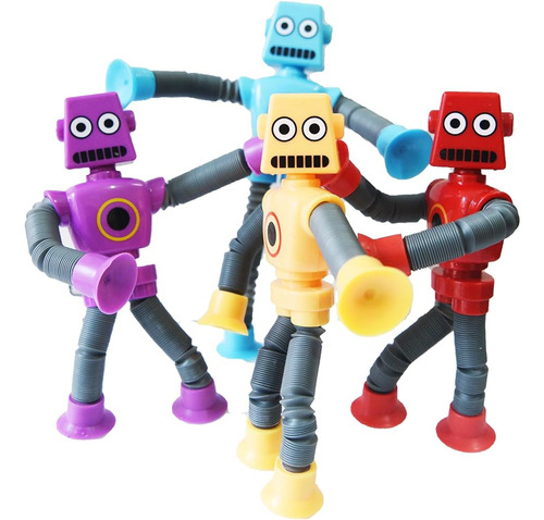 Figuras De Robot Flexibles, Juego De 4 Hombres Flexibles, Ju