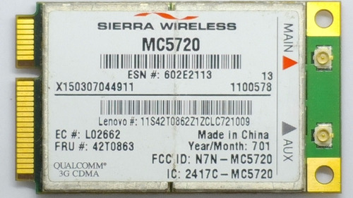 Tarjeta Sierra Wireless Mc5720 Mini Pci-e Cdma 1x Ev-do