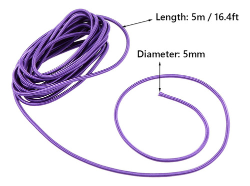 Cuerda Elástica Para Kayak De 5 Mm, Color Morado, 5 Metros,