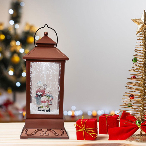 Farol Navideño Con Forma De Bola De Nieve Con Iluminación Mu