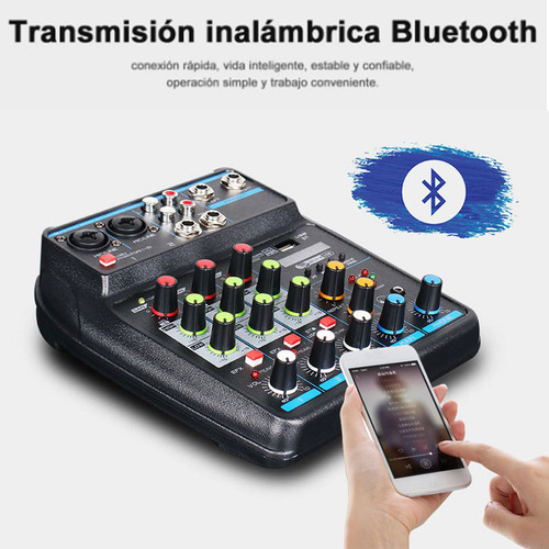 Shaoke Tablero De Sonido 4 Canales Bluetooth Power Usb Mixer