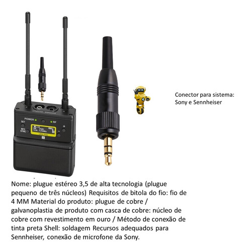 Conector P2 Estereo 3.5mm Com Rosca Interna Sennheiser Sony