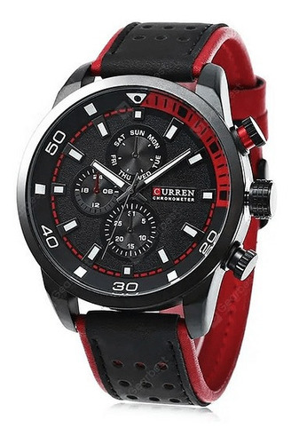 Reloj Curren De Caballero Negro -rojo 