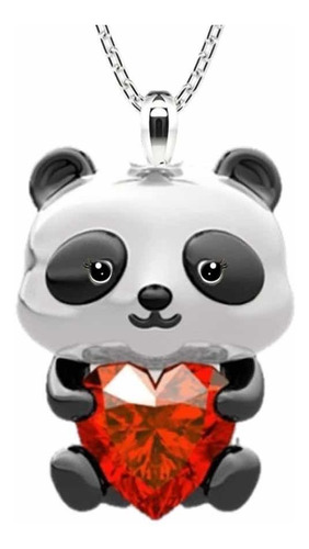 Collar Con Dije De Panda Diamante Regalos Joyería Par Mujer