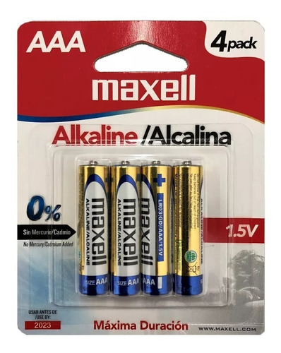 Pilas Alcalinas Maxell X4 1.5 V Aaa (blister De 4 Pilas)