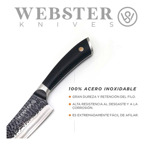 Imagen 2 de 5 de Cuchillo Acero Premium Webster Parrillero Cocina Chef Asado